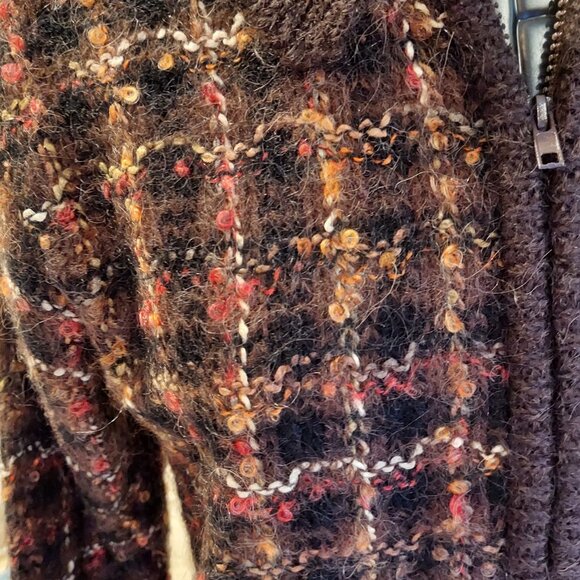 Fall Colors Plaid & Collared Zip Cardigan by Dressbarn Size S - Picture 4 of 5